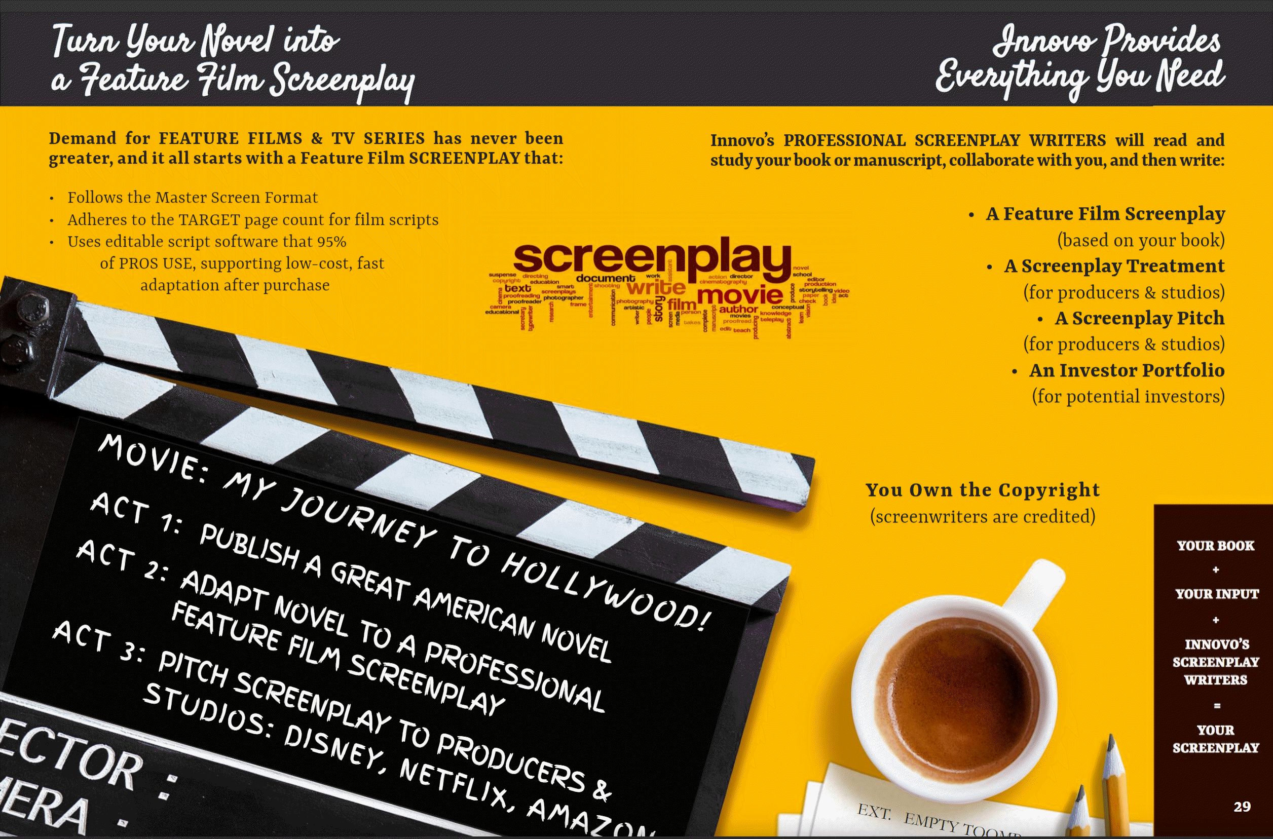 Innovo's Feature Film Screenplay Writing for Christian Authors, Artists, and Ministries